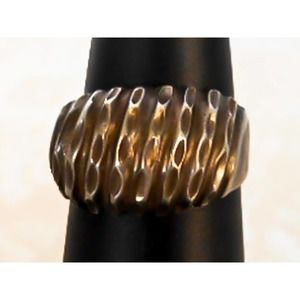 Vintage Sterling Modernist Dome Band , Size 4 , Aged Patina